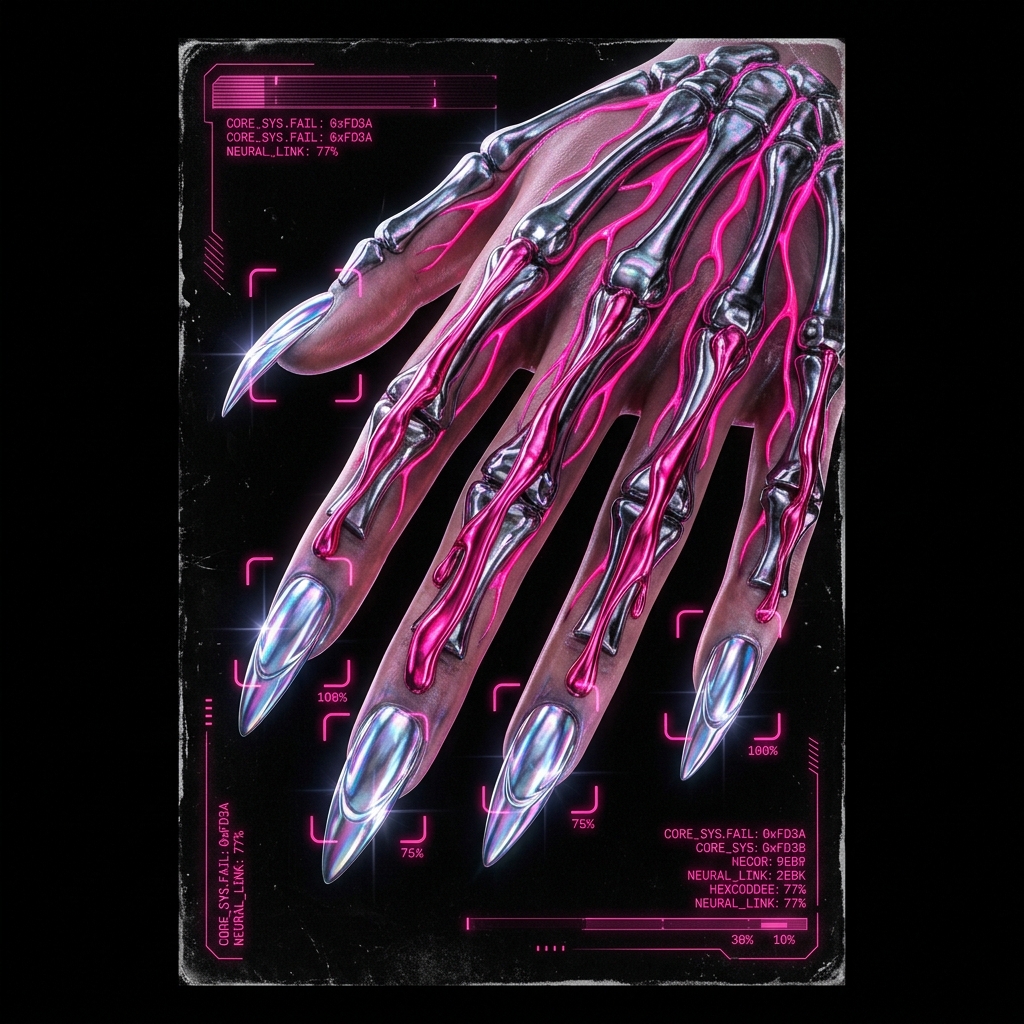 Cyber chrome nail art